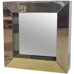 Monumental Brass Cube Mirror by Curtis Jere