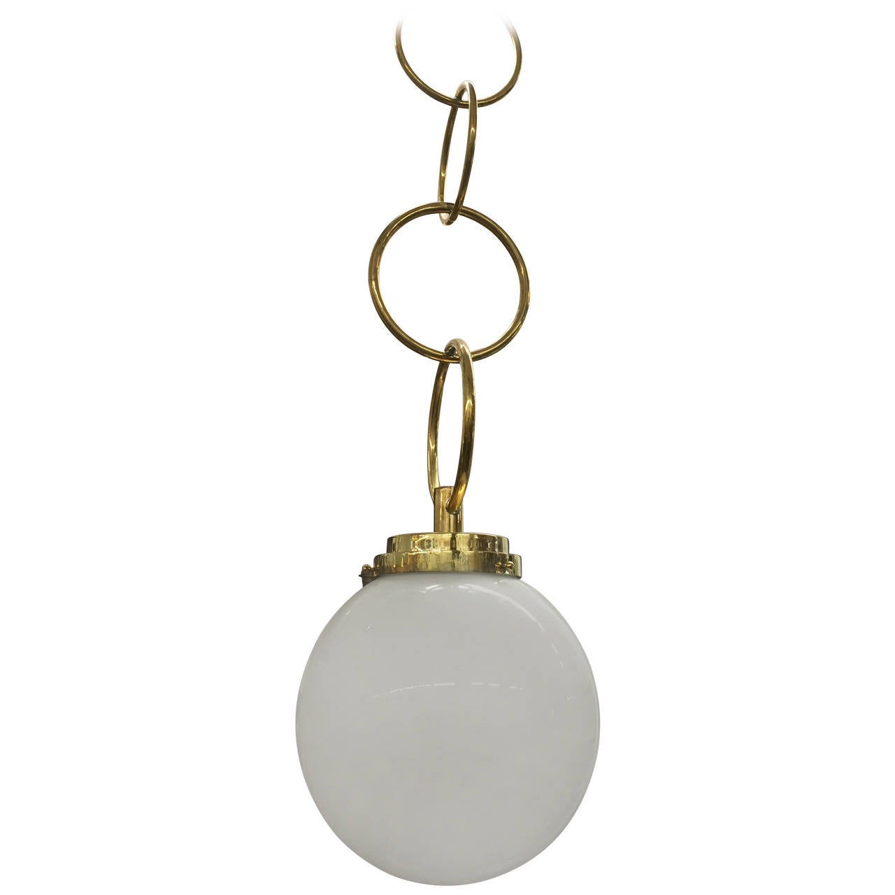 MultiRing Brass and White Glass Globe Light Fixture For Sale at 1stdibs