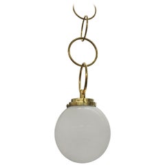 Multi-Ring Brass and White Glass Globe Light Fixture