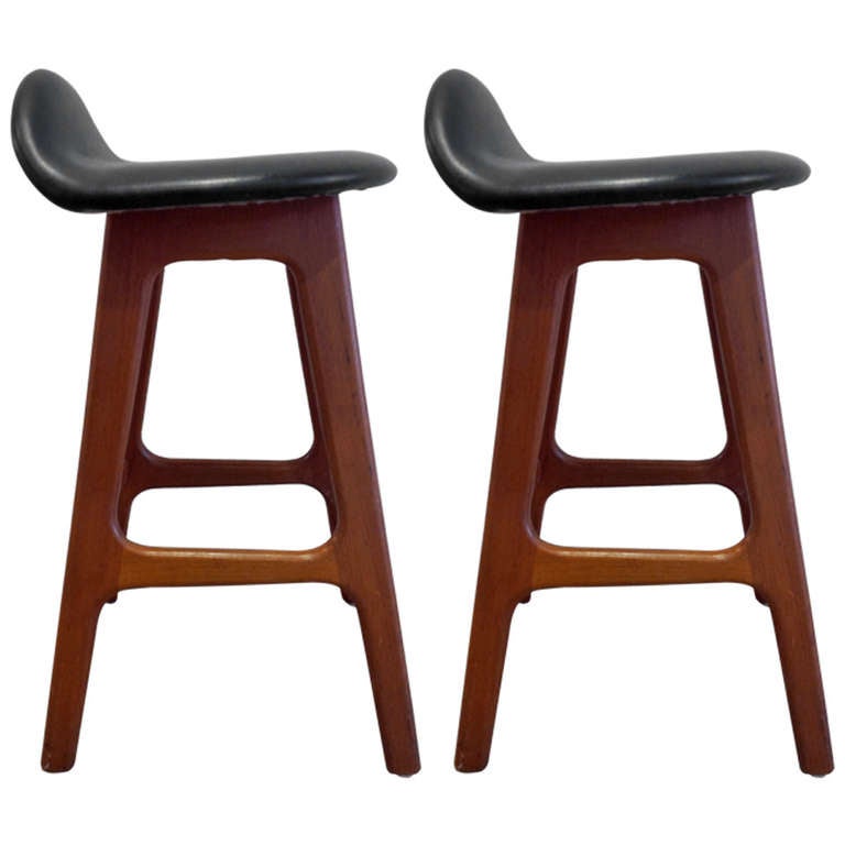 Pair of Vintage Teak Counter Stools by Eric Buck at 1stDibs