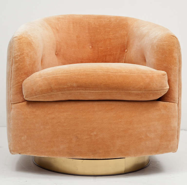 Brass-Based Swivel Tub Chair by Milo Baughman for Thayer Coggin 1