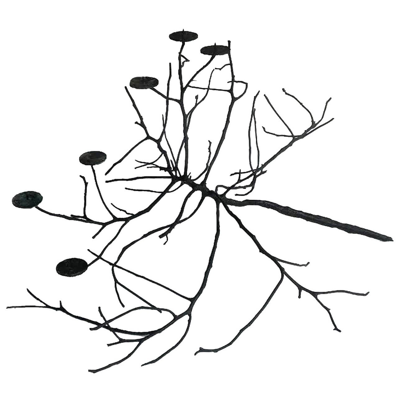 Monumental Bronze Tree Branch Candle Holder at 1stDibs