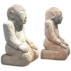 19th Century Carved Sandstone Figures