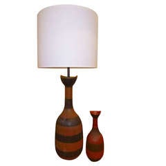 Raymor Striped Ceramic Table Lamp & Vase