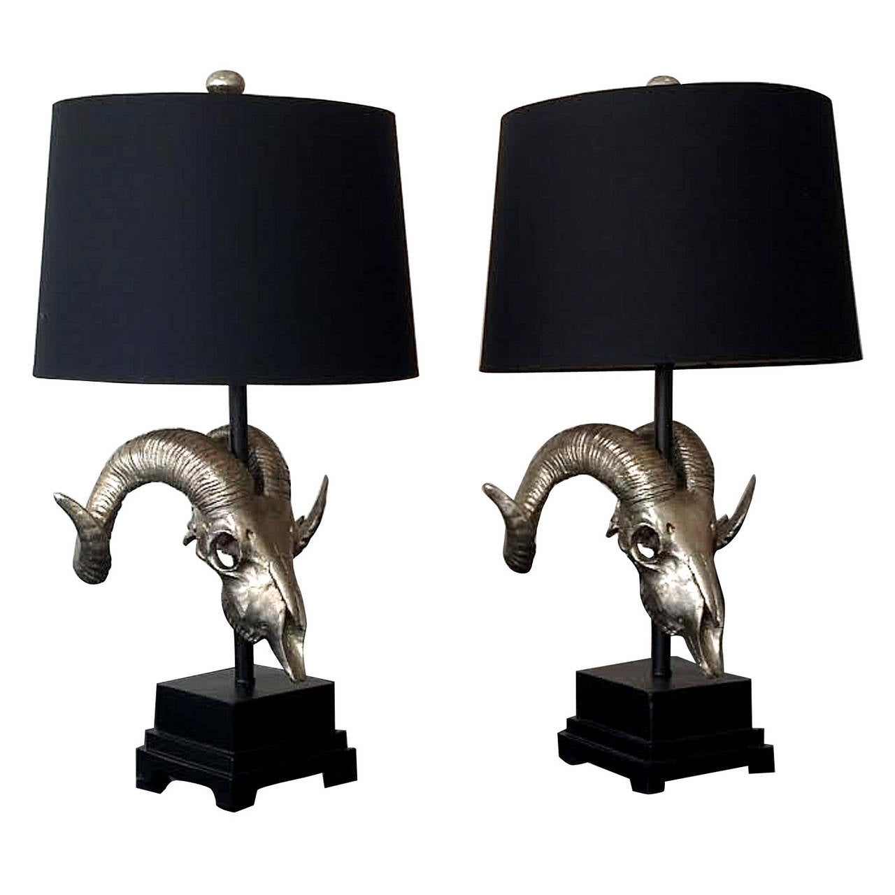 Gilt Ram Skull Lamps At 1stdibs Gilt Ram Skull Lamps For