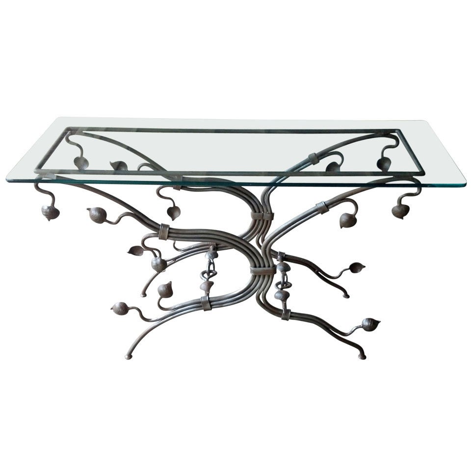 Art Nouveau Style Wrought Iron Console Table