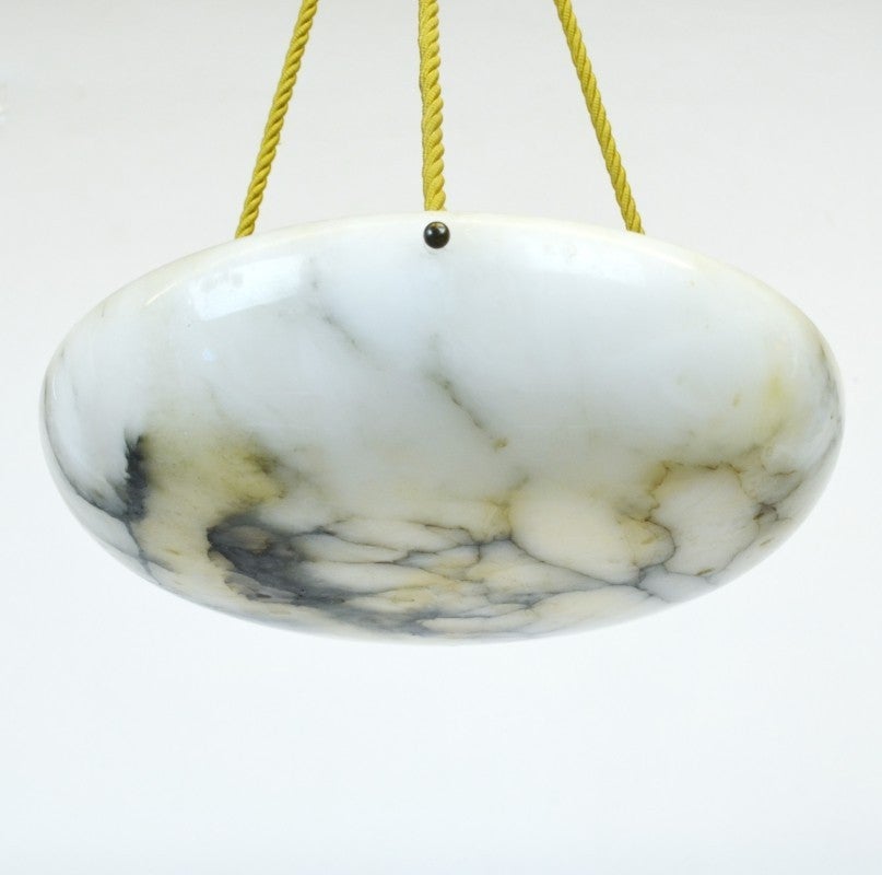 Antique Italian Alabaster Pendant Light Fixture In Good Condition In New York, NY
