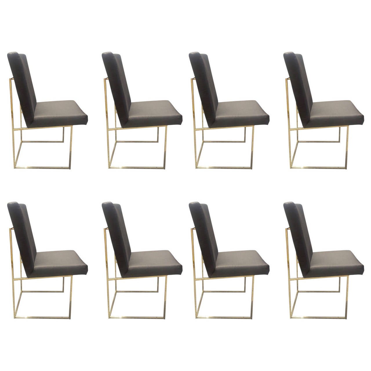 Set of Brass Dining Chairs by Milo Baughman in COM (Priced Individually) For Sale at 1stdibs