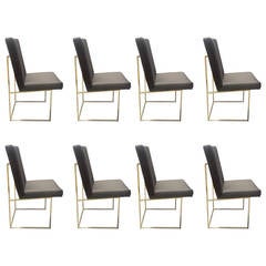 Set of Brass Dining Chairs by Milo Baughman in COM (Priced Individually)