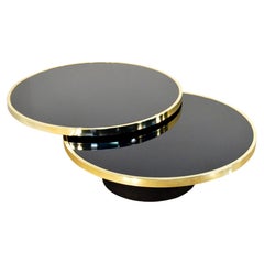 Design Institute of America Brass and Glass Swivel Cocktail Table