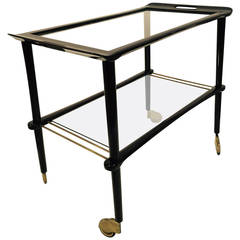 Italian Lacquered Wood and Glass Bar Cart 1
