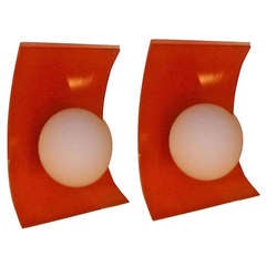 Pair of 1970s French Orange Sconces 6