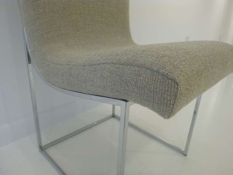 Milo Baughman Scoop Dining Chairs in COM In Good Condition For Sale In New York, NY