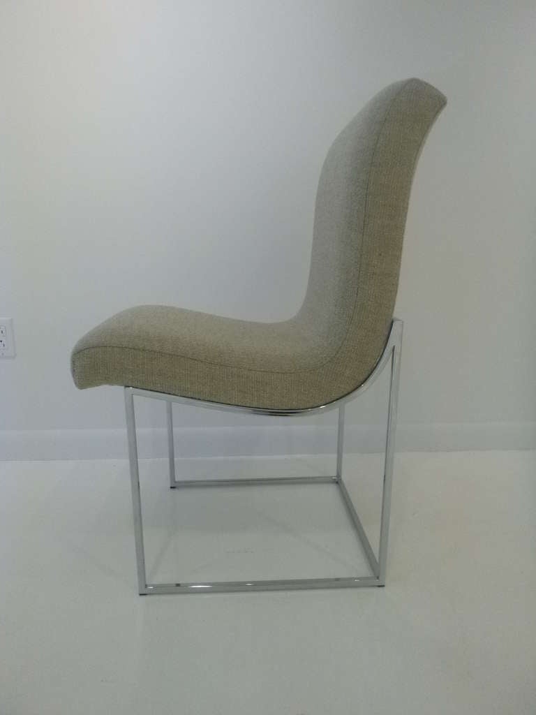 Minimalist Milo Baughman Scoop Dining Chairs in COM For Sale