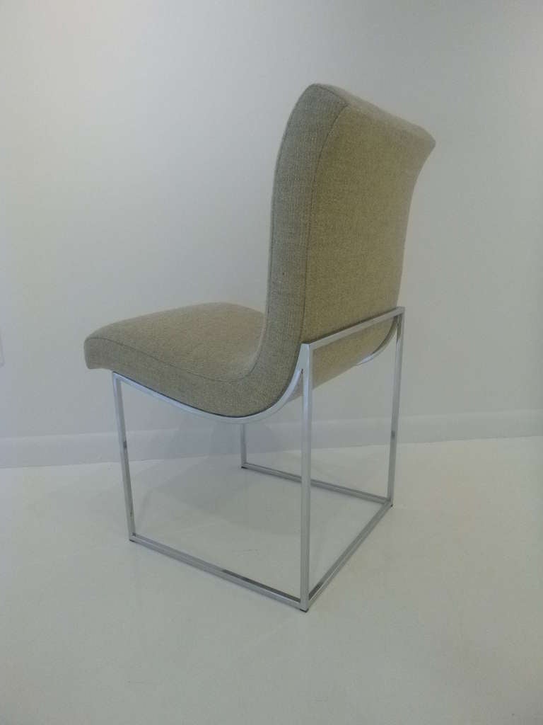 Polished Milo Baughman Scoop Dining Chairs in COM For Sale