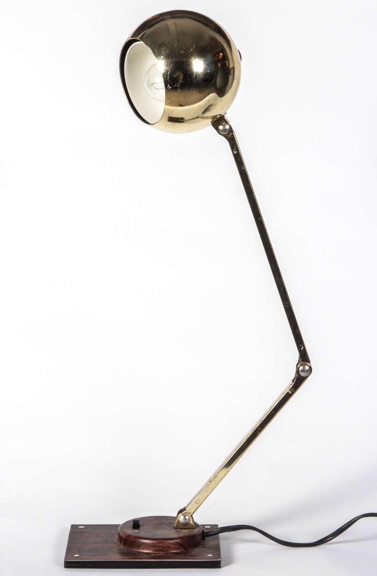 Brass & Faux Wood Task Lamp by Tensor