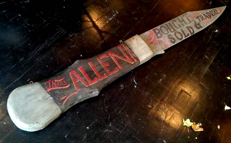 Massive Wooden Jackknife Folk Art Trade Sign