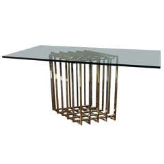 Pierre Cardin Sculptural Grid Brass and Chrome Table
