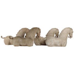 Set of Four White Terra Cotta Horse Figures