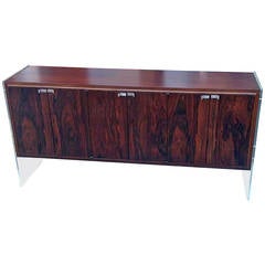 Rosewood, Lucite and Nickel Silver Cabinet or Credenza