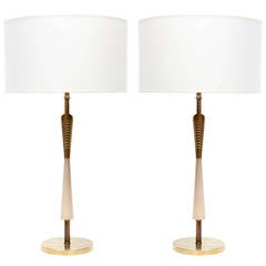 1960s Pair of Brass Table Lamps by Rembrandt