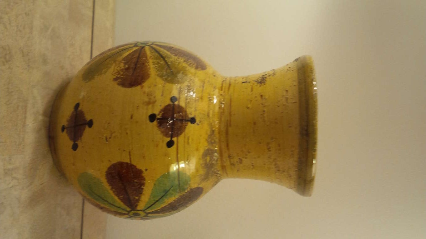 Mid-Century Modern Vase en poterie jaune de Rosenthal Netter en vente