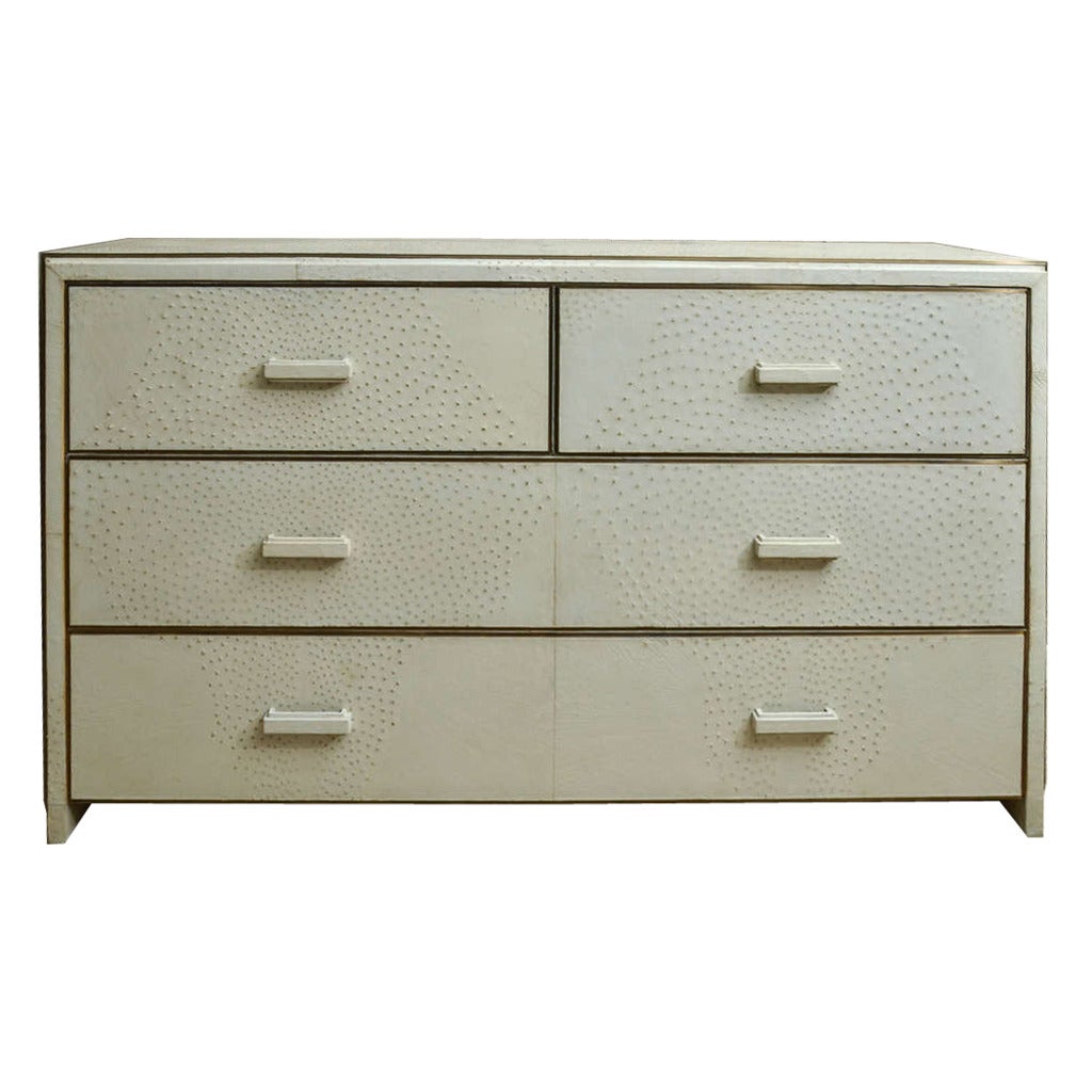 Attractive Natural Ostrich Four-Drawer Commode