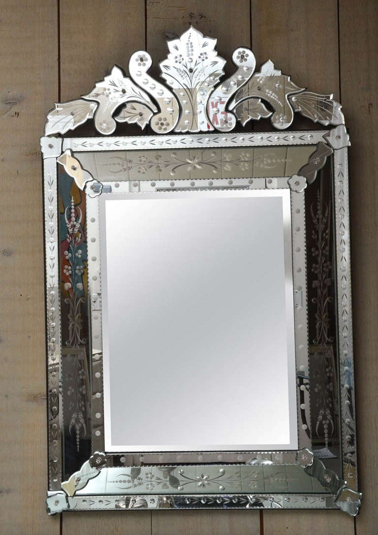 Etched and Beveled Venetian Mirror For Sale 6