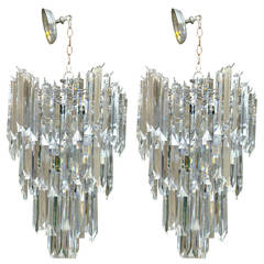 Fabulous and Rare Pair of Mid-Century Lucite Chandeliers