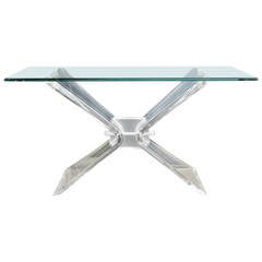 Very Attractive, Vintage Lucite "Butterfly" Console with Beveled Glass Top