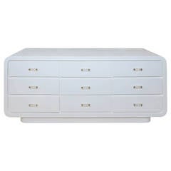 Beautiful Mid-Century White Lacquer Nine-Drawer Commode