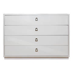 Mid-Century White Lacquer Four-Drawer Bachelors Chest