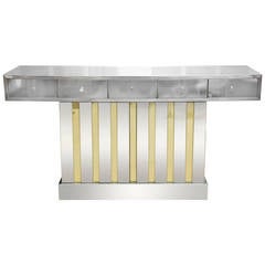 Unusual Vintage Polished Chrome Console in the Paul Evans Style
