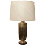 Smoked Glass Table Lamp with Custom Shade