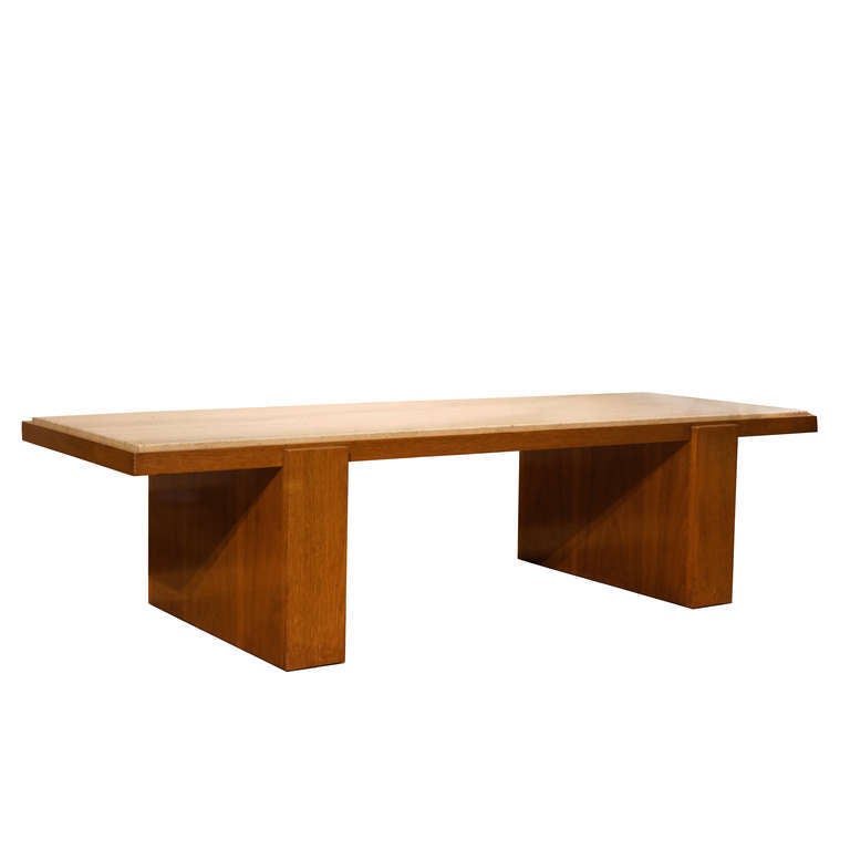 Travertine Top Low Table by Vladimir Kagan for Kagan Dreyfuss