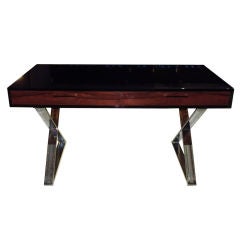 Lacquer and Rosewood Desk by Milo Baughman