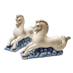 Pair of Ceramic Sea Horses by Zaccagnini, Italy