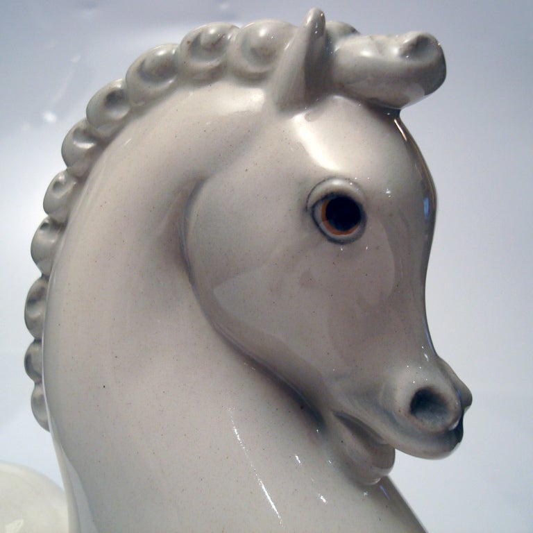 Pair of Ceramic Sea Horses by Zaccagnini, Italy