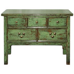 5 Drawer Green Console Table