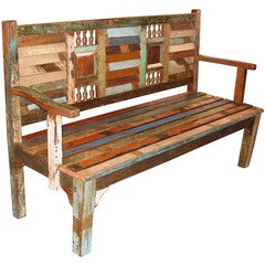 Vintage Recycled Wood Bench