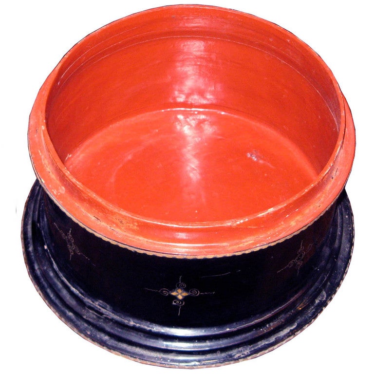 Mid-20th Century Embossed Lacquer Container