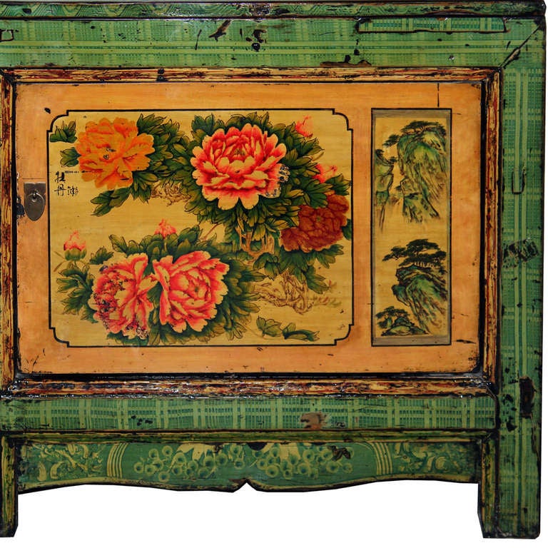 19th Century Gansu Green Painted Buffet