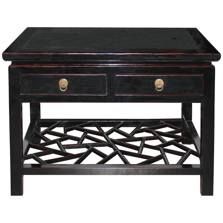 FourDrawer Black Coffee Table at 1stDibs