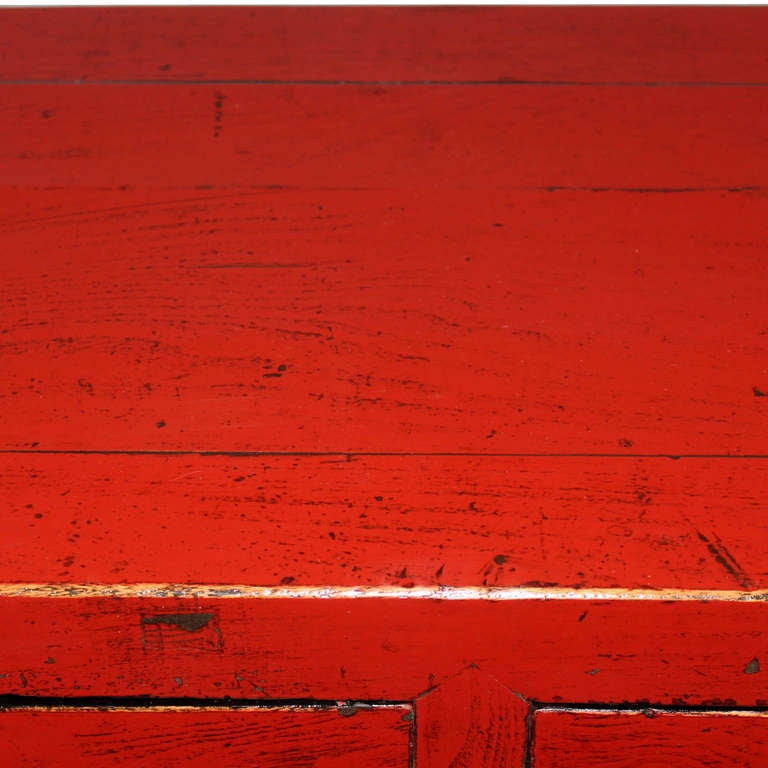 19th Century Three-Drawer Red Console Table