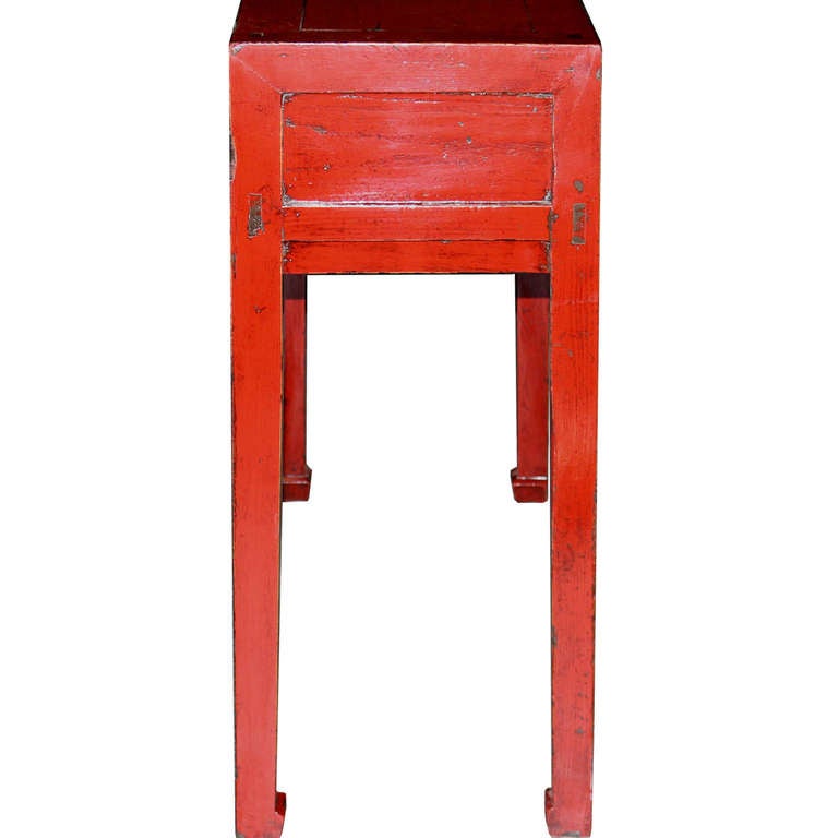Elm Three-Drawer Red Console Table
