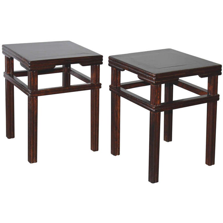 Pair of 19th-century Chinese Ming-style beautifully grained elm tables.