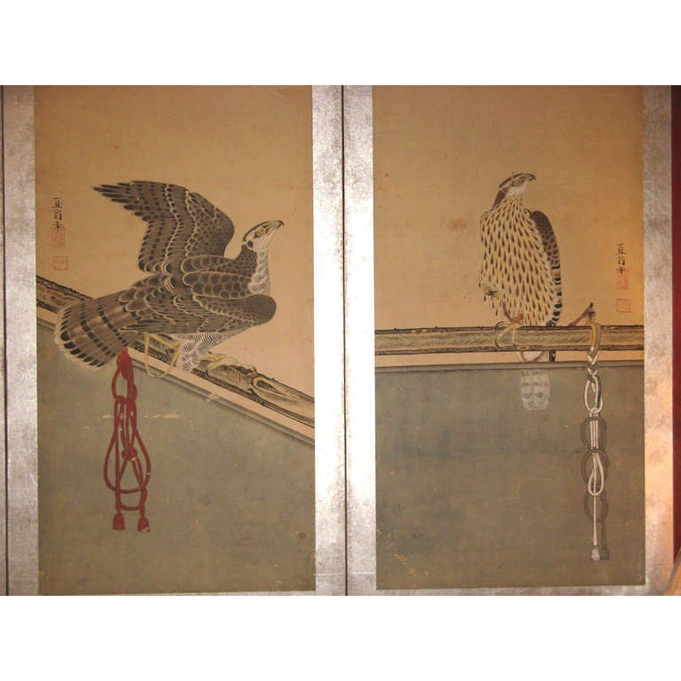 19th Century Japanese Hawk Screen