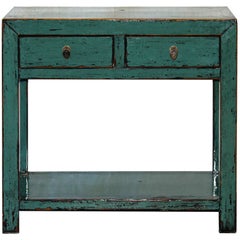 Blue Console Table with Shelf