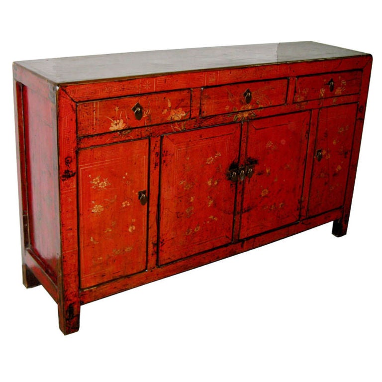 Elegant Red Lacquer Buffet