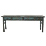 Antique 4 Drawer Blue Console Table